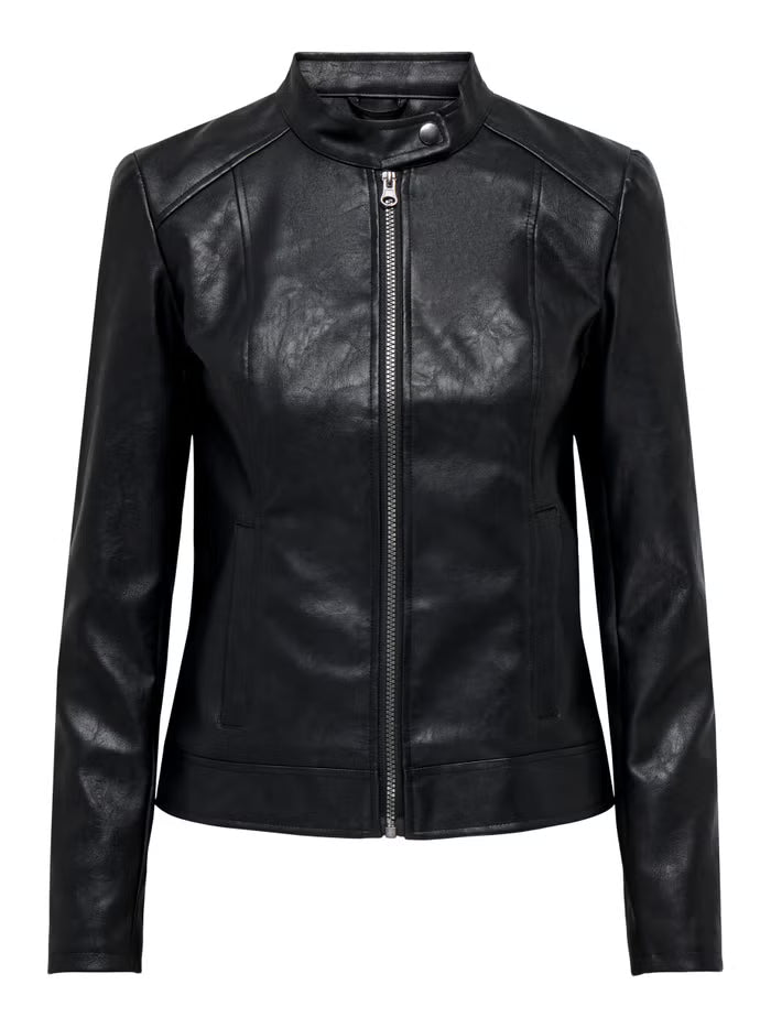 Fitted Faux Leather Jacket