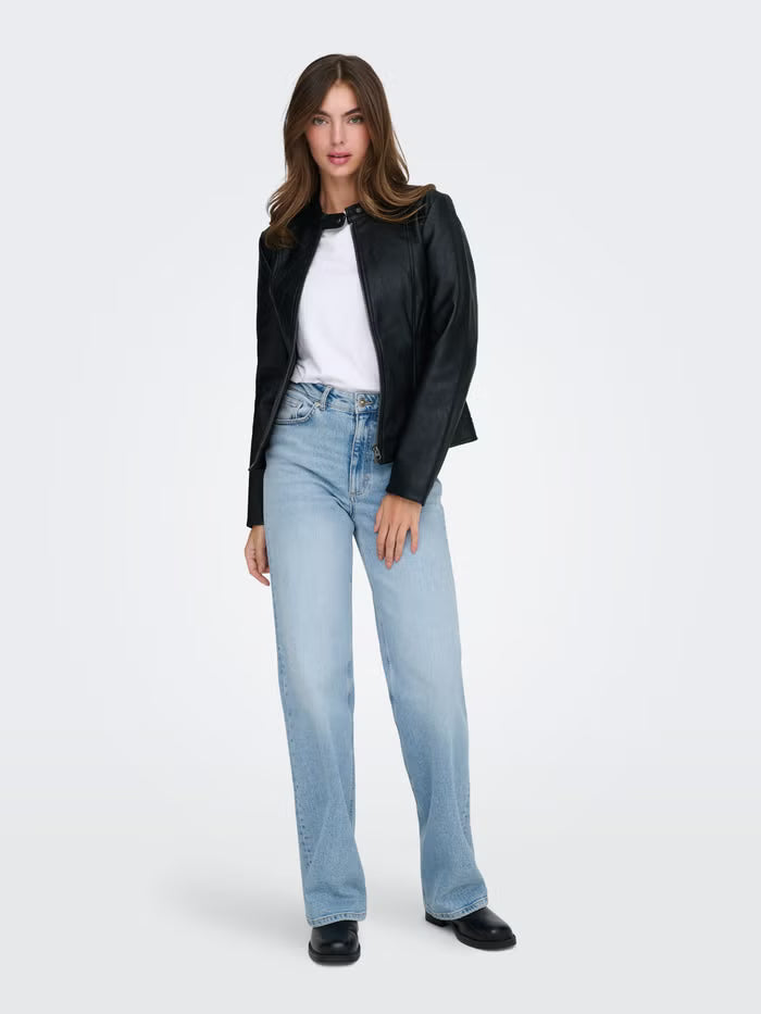 Fitted Faux Leather Jacket