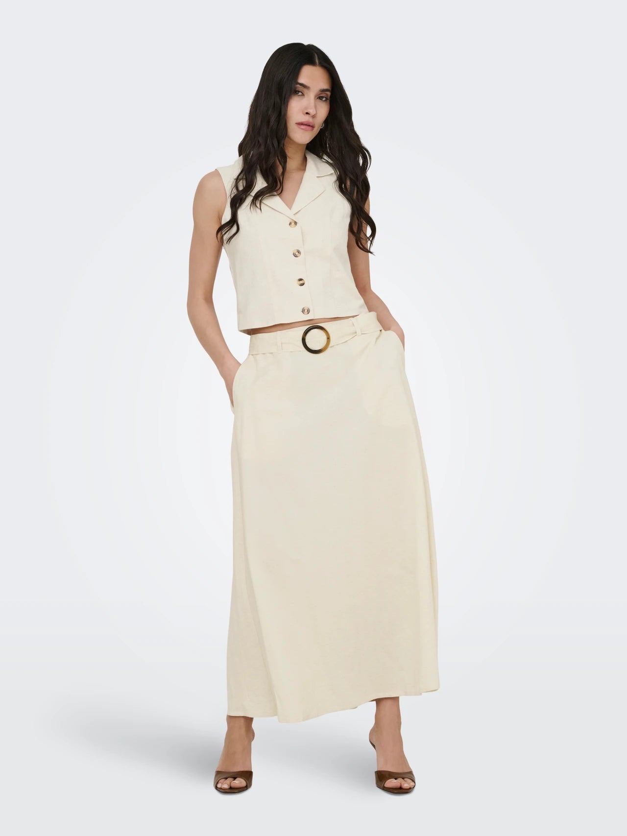 Belted Linen Skirt