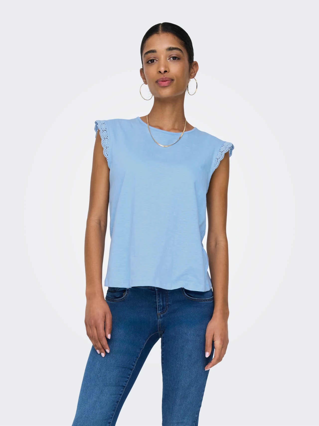 Lace Sleeve Detail 100% Organic Cotton Tee