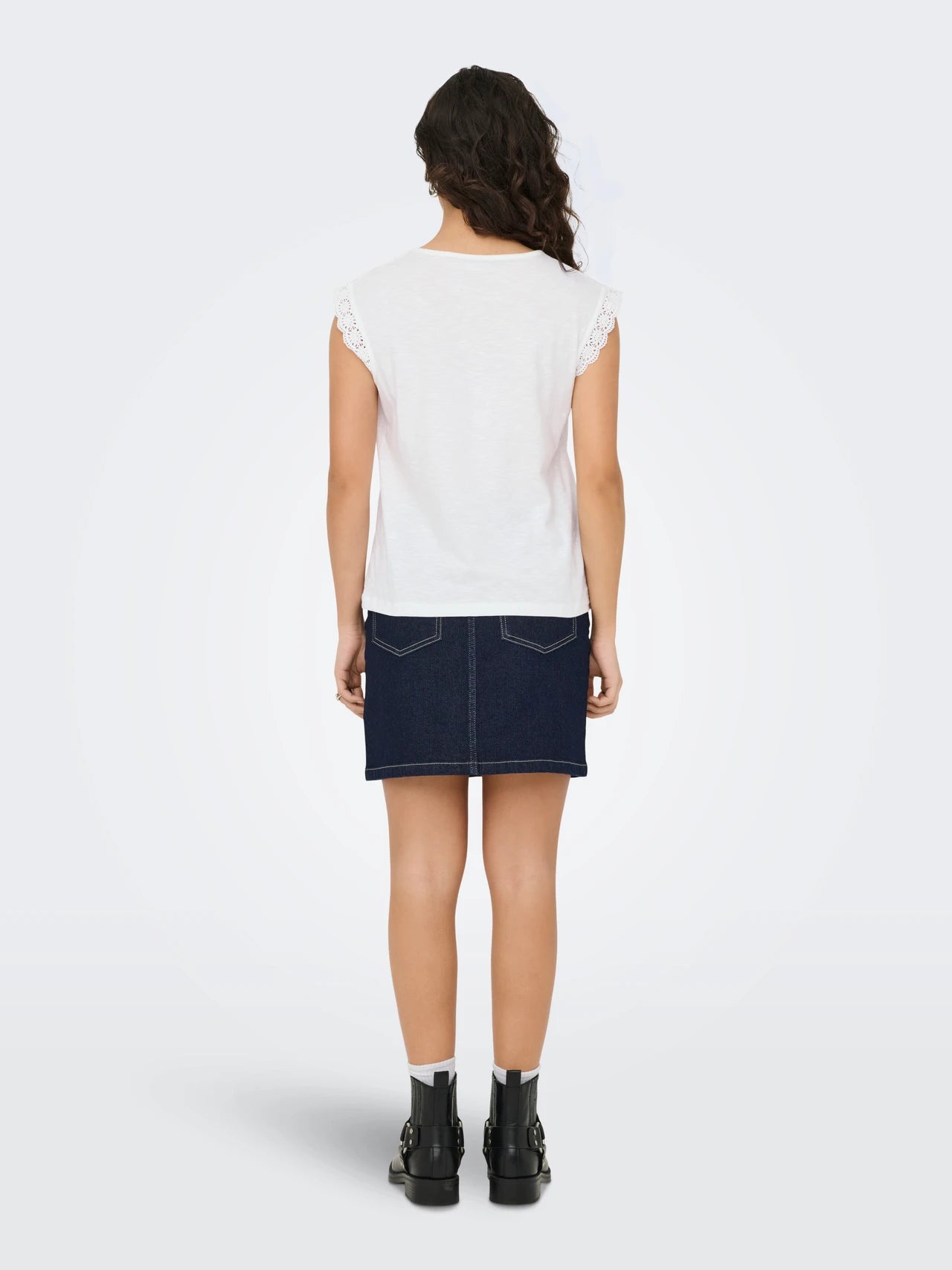 Lace Sleeve Detail 100% Organic Cotton Tee