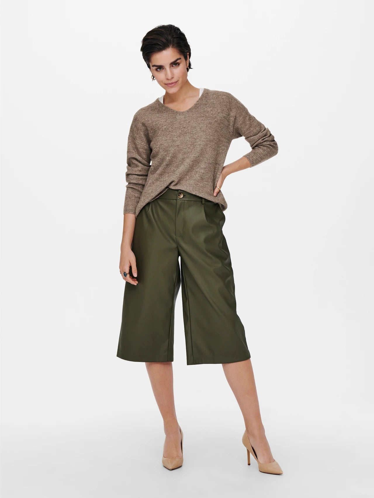 V-neck Dropped Shoulder Sweater