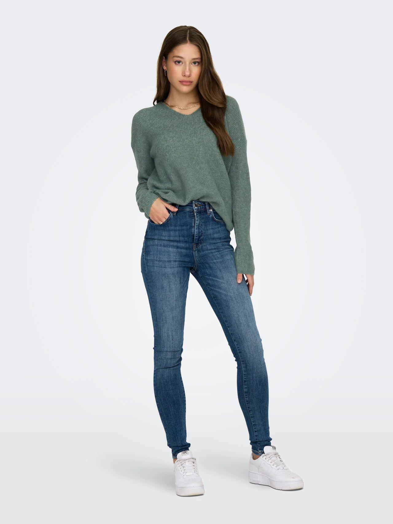 V-neck Dropped Shoulder Sweater