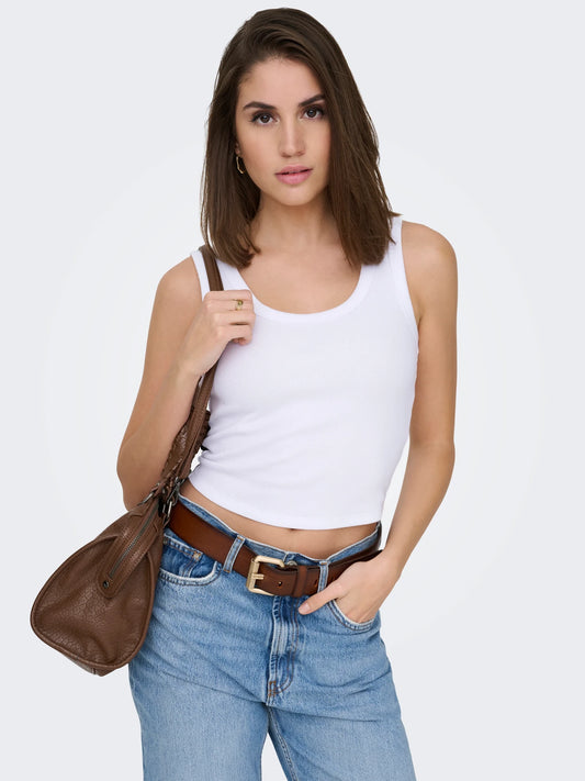 Solid Cropped Cotton Tank