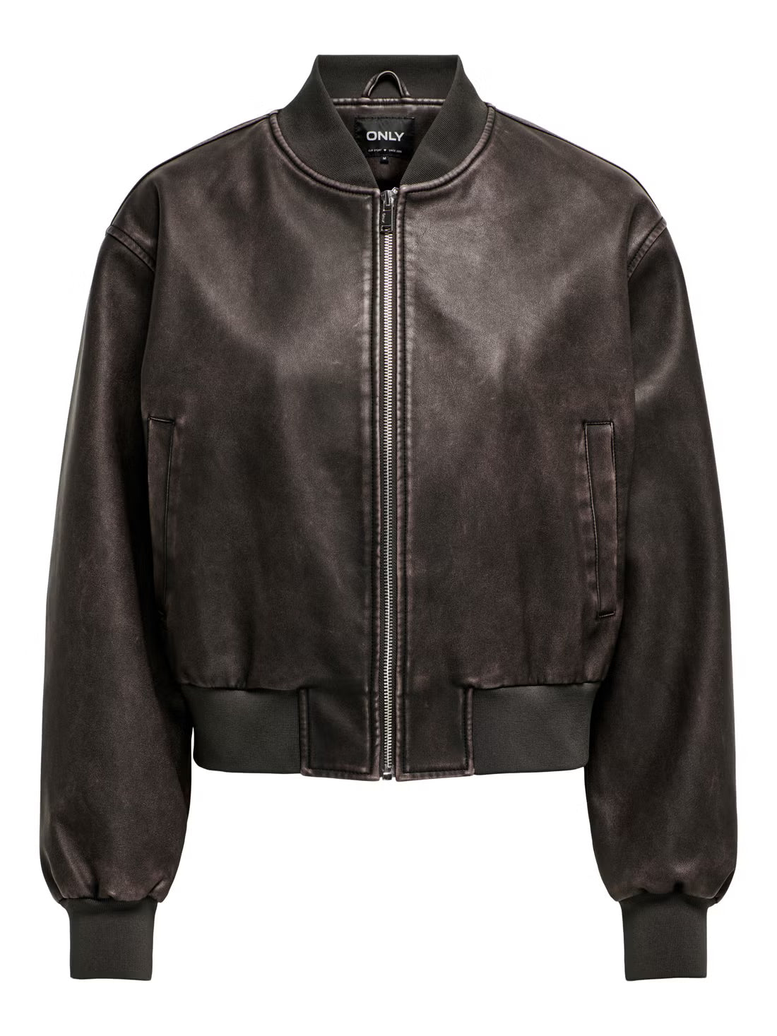 Faux Leather Bomber Jacket
