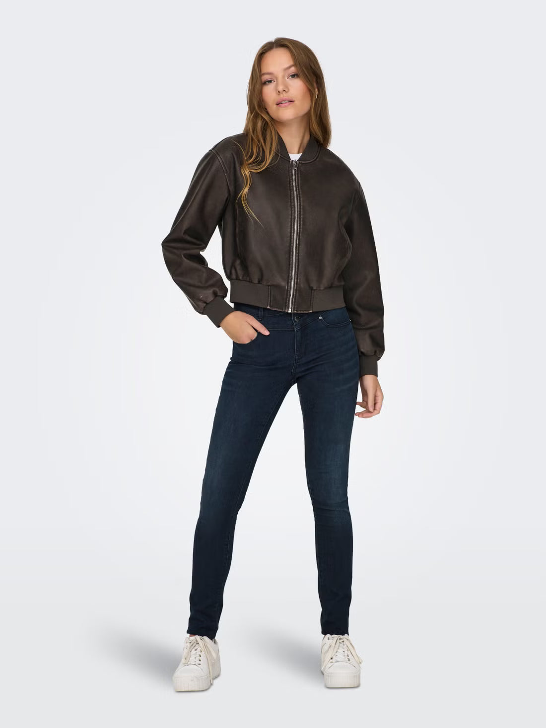 Faux Leather Bomber Jacket