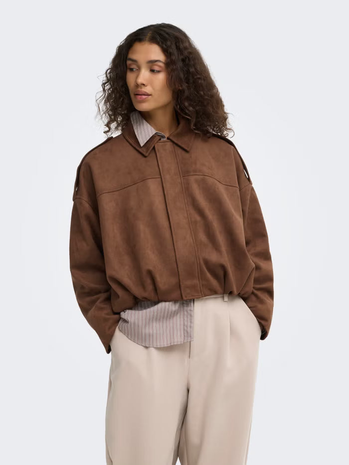 Faux Suede Bomber Jacket