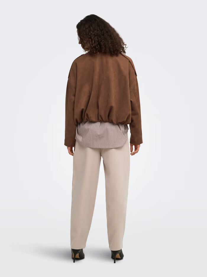 Faux Suede Bomber Jacket