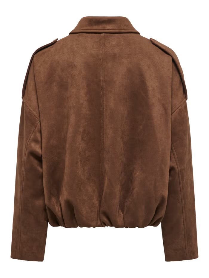 Faux Suede Bomber Jacket