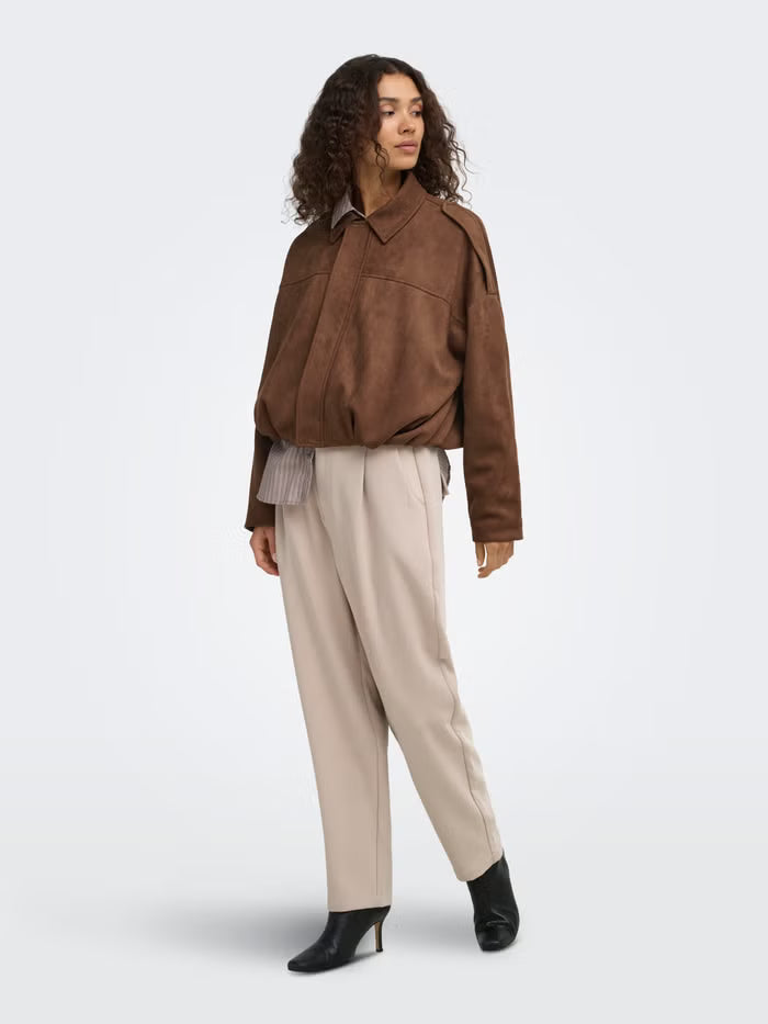 Faux Suede Bomber Jacket