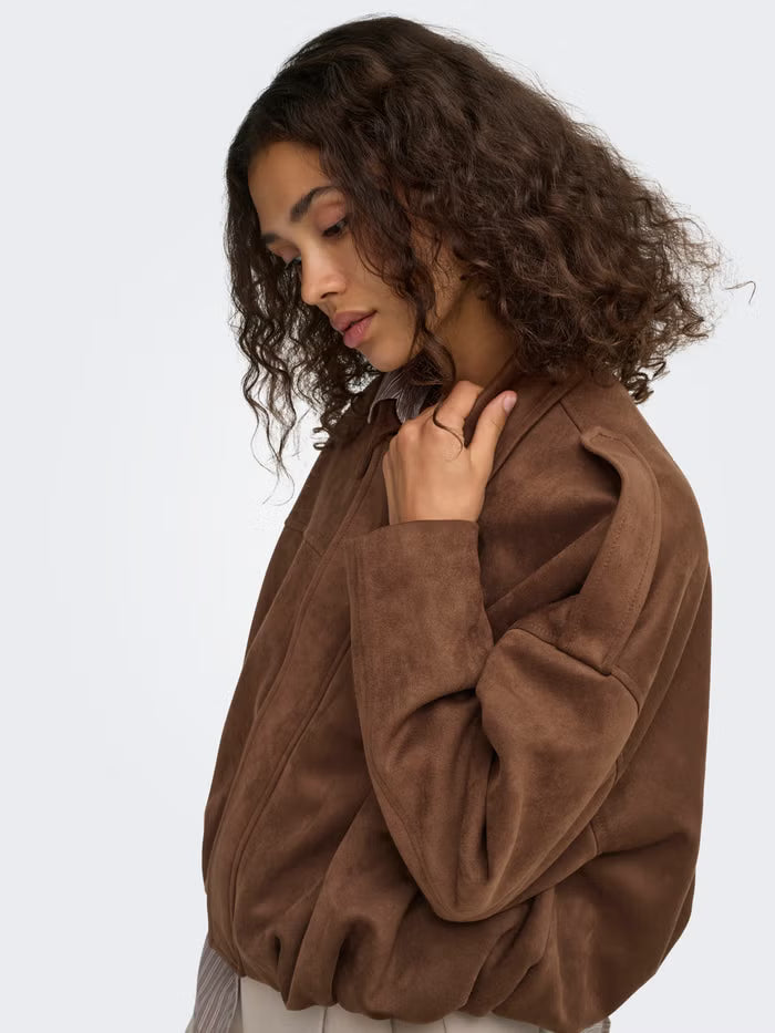 Faux Suede Bomber Jacket
