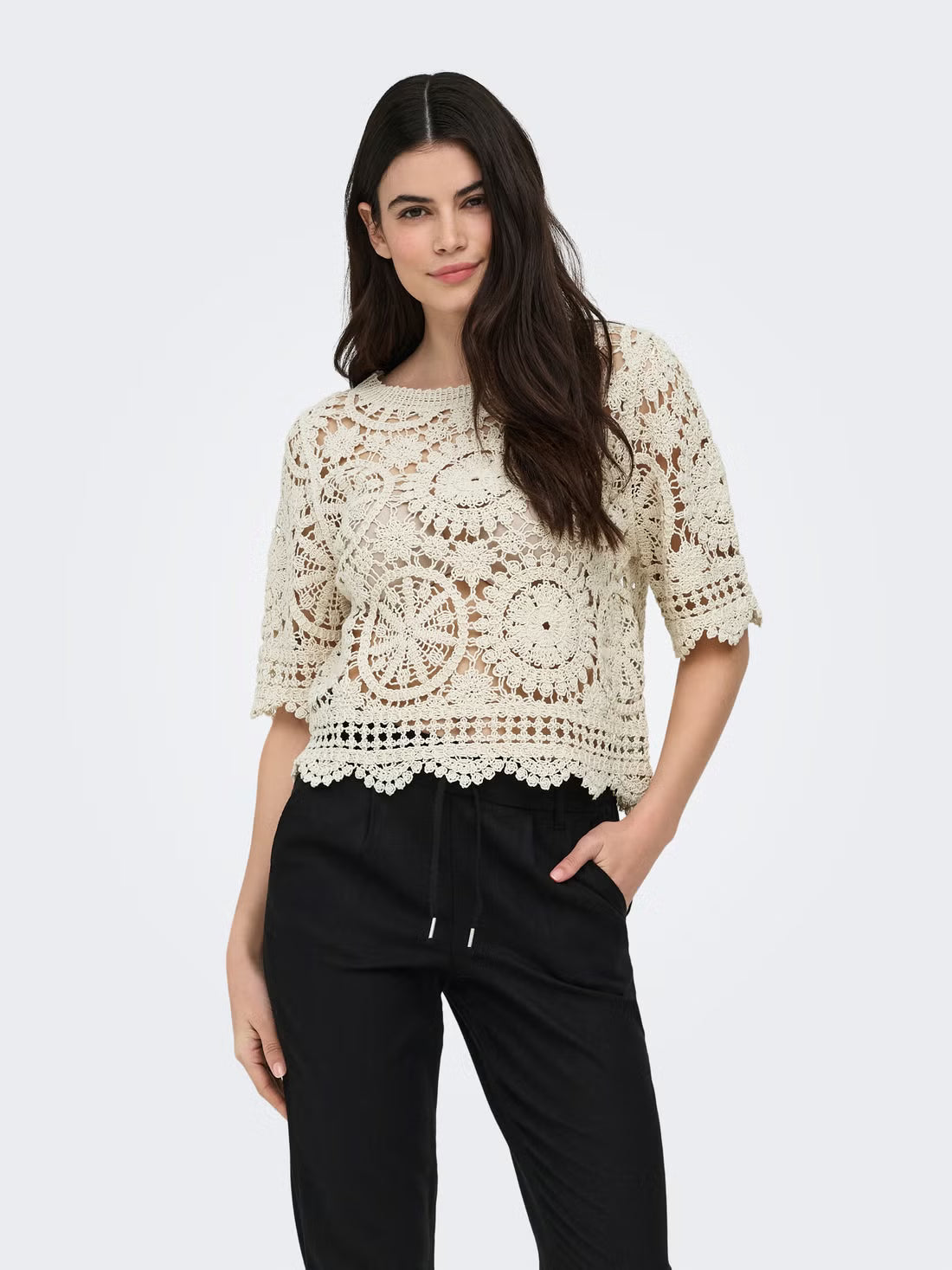 Cotton Crochet Pullover