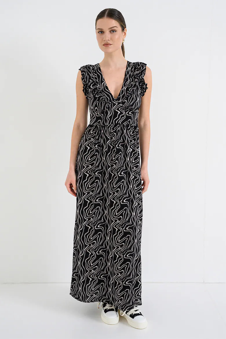 V-Neck Frill Dress