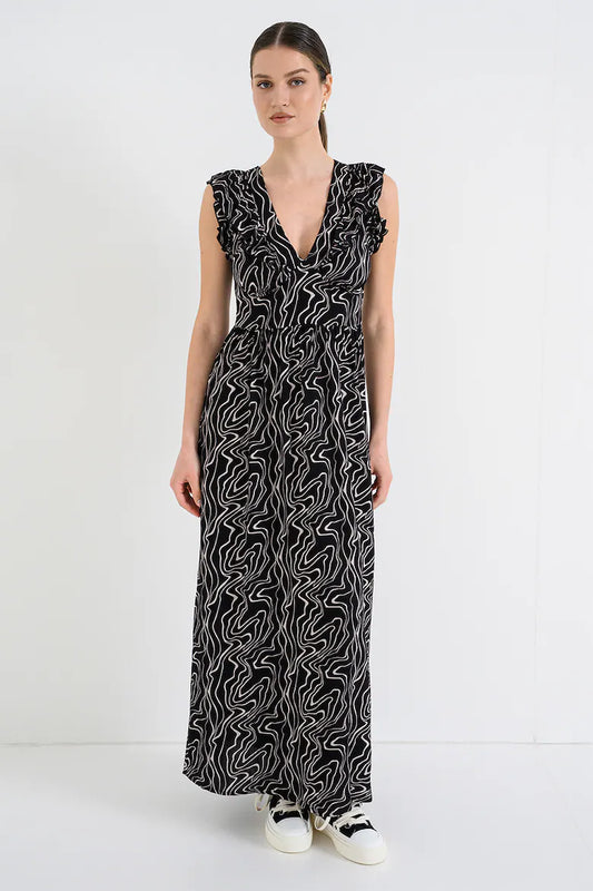 V-Neck Frill Dress