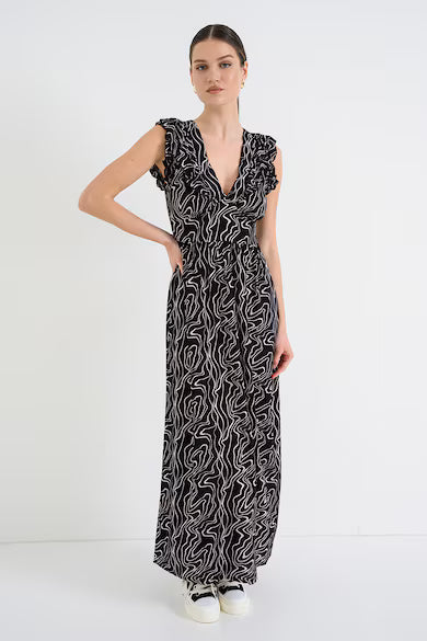 V-Neck Frill Dress