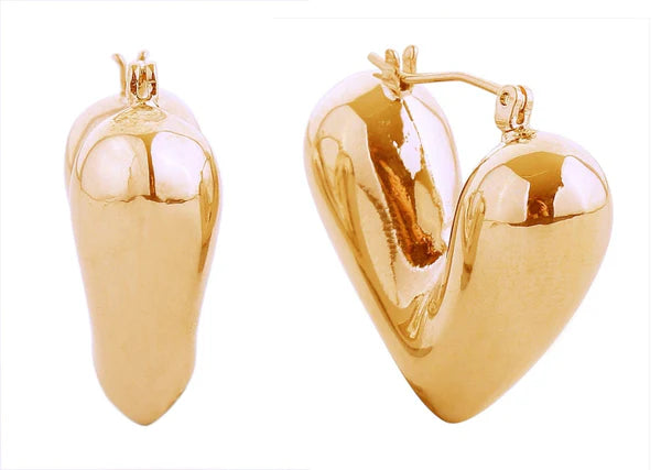 14K Gold Dipped Puff Heart Earrings