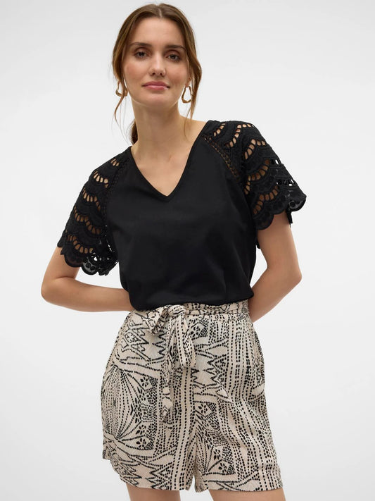 Lace Sleeves Cotton Top