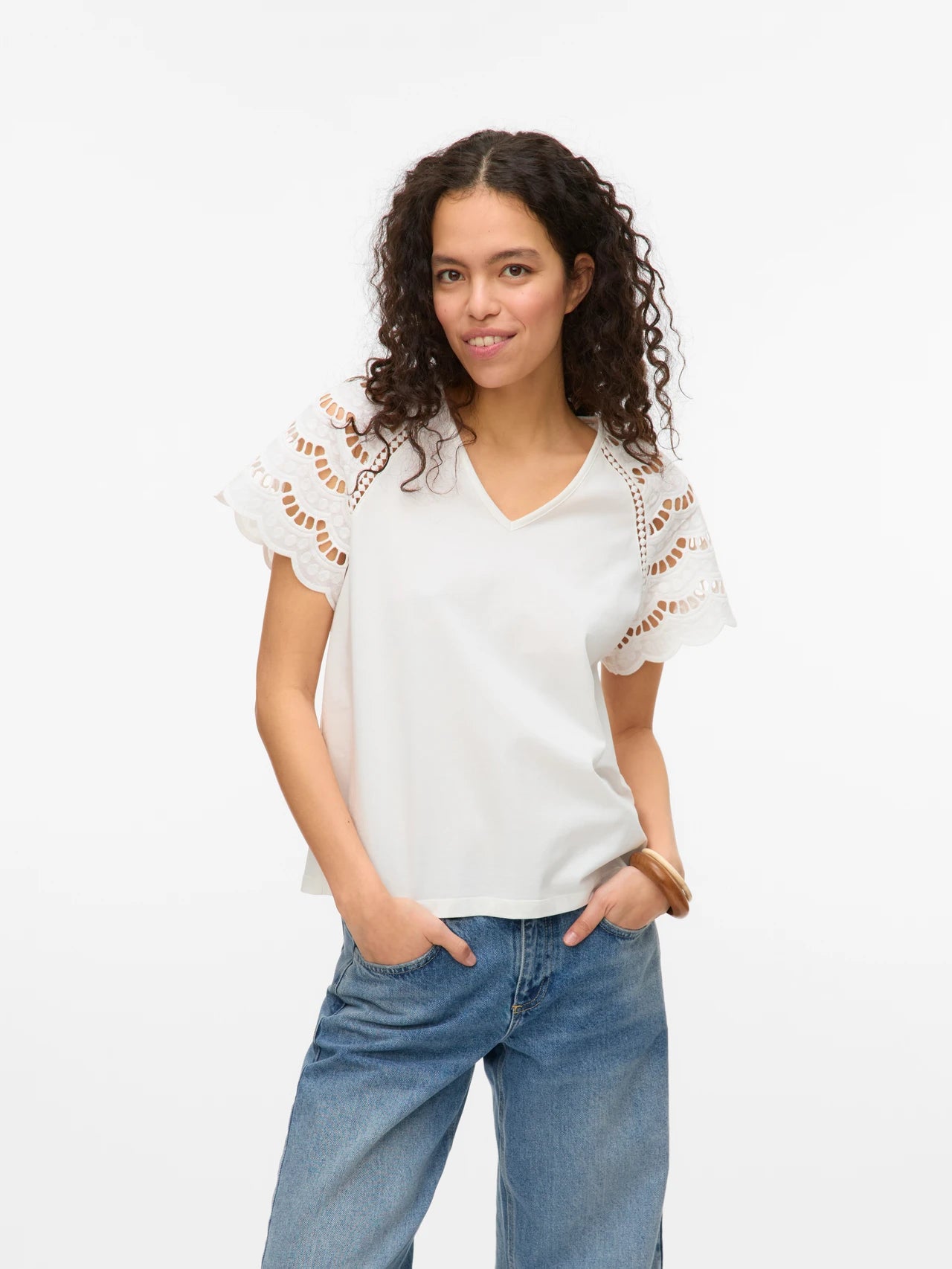 Lace Sleeves Cotton Top