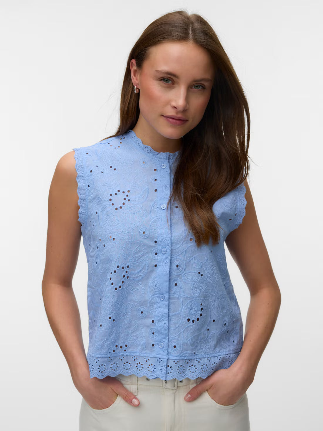 Organic Cotton Eyelet Blouse