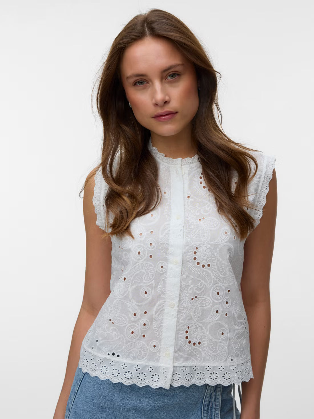 Organic Cotton Eyelet Blouse