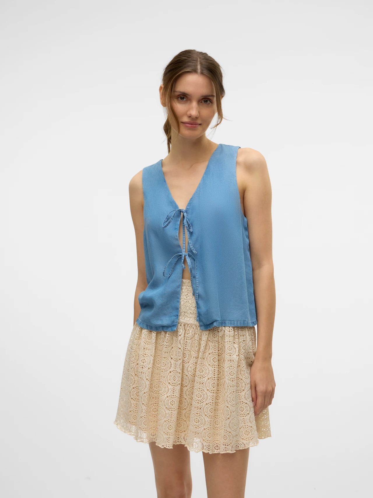 Denim Tie Front Top