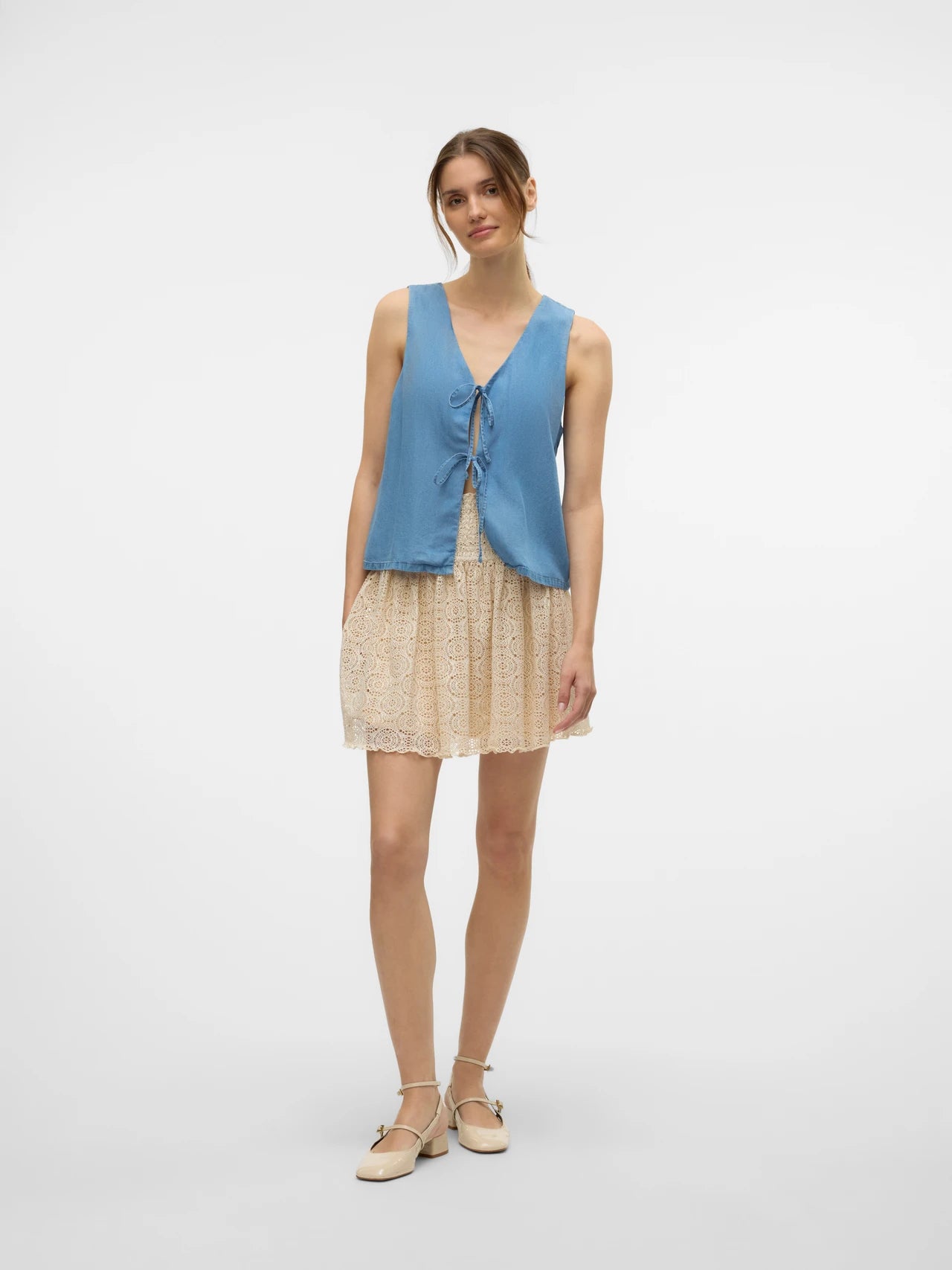 Denim Tie Front Top