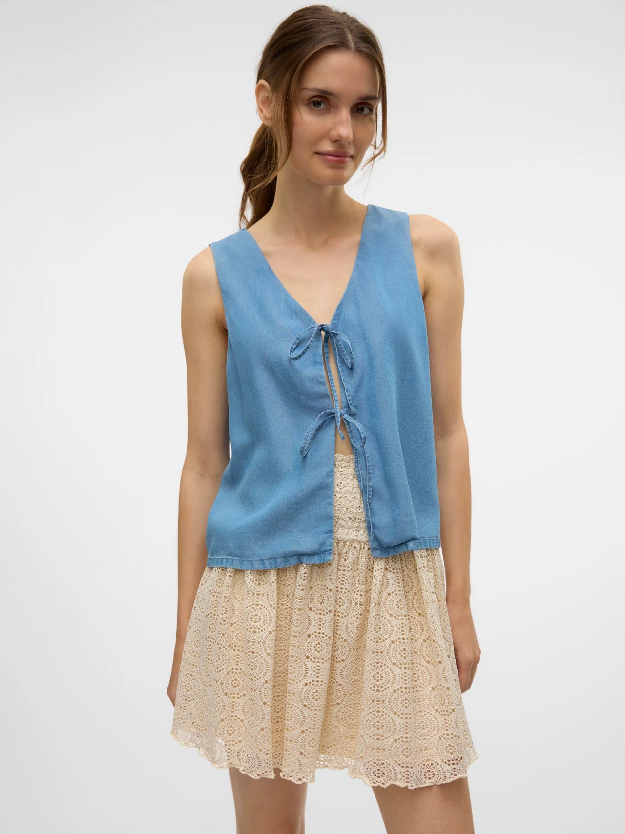 Denim Tie Front Top