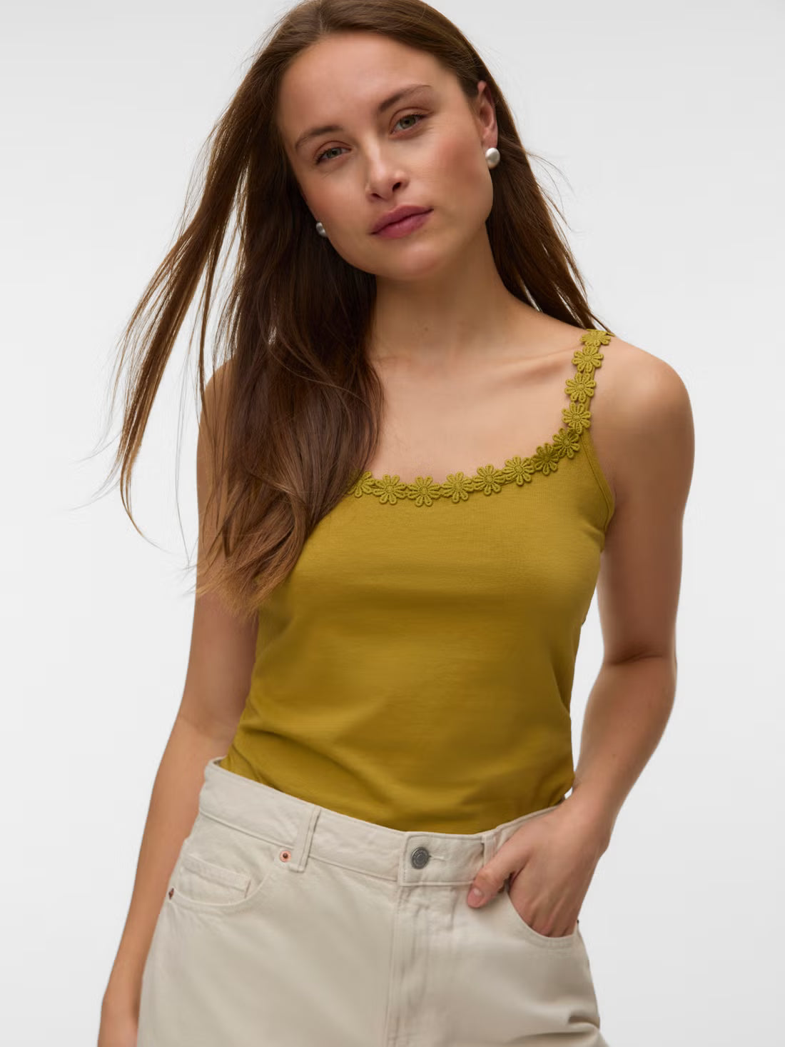 Organic Cotton Floral Trim Camisole