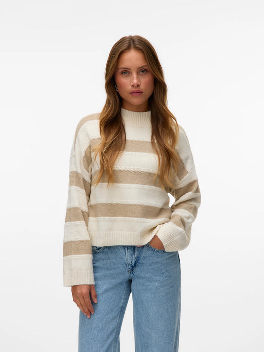 Striped High Neck Sweater