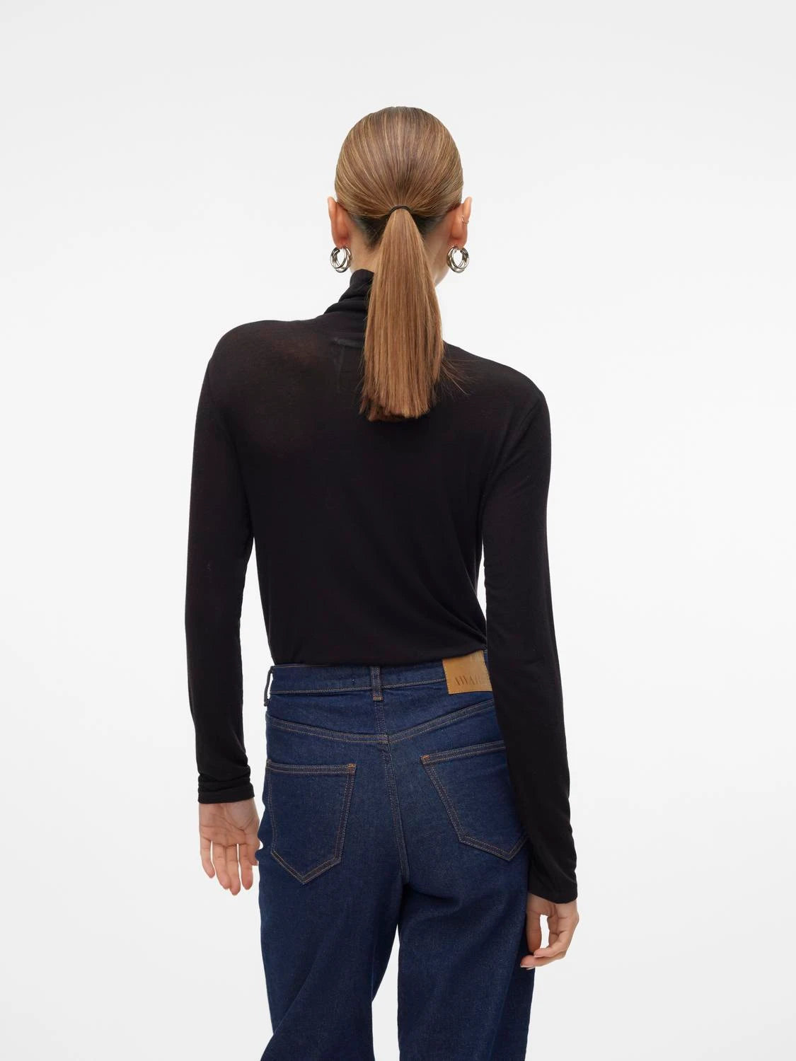 Sheer Merino Wool Roll Neck Top