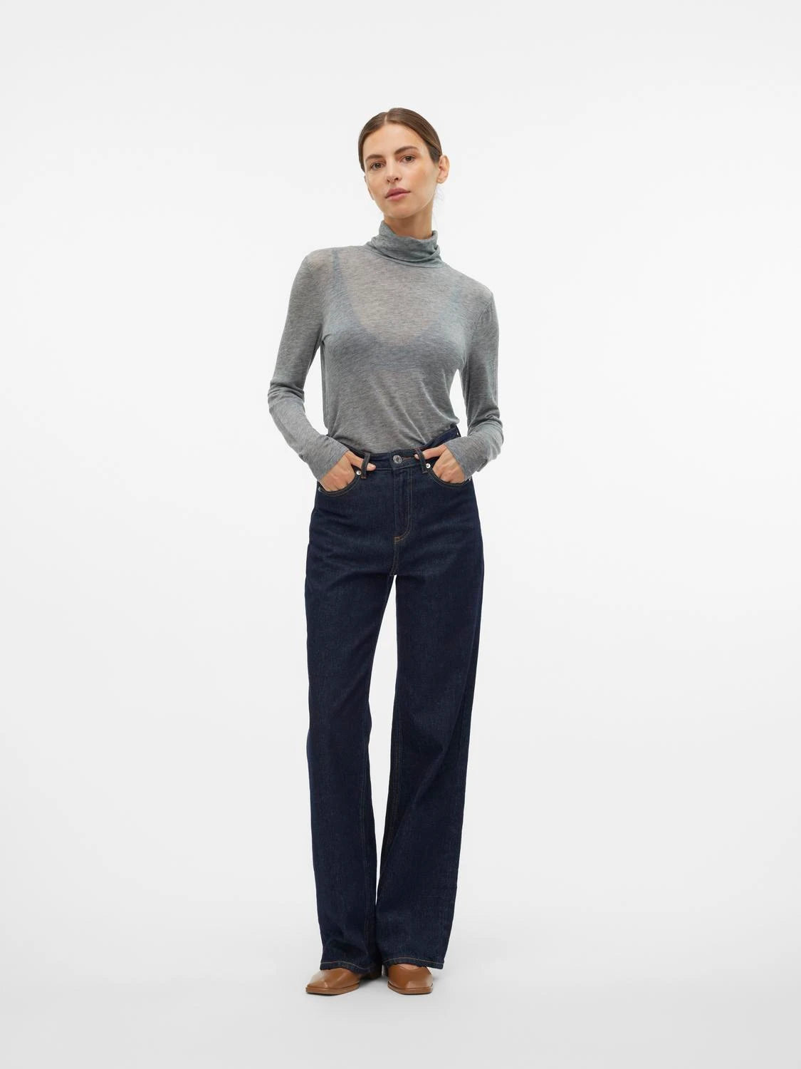 Sheer Merino Wool Roll Neck Top