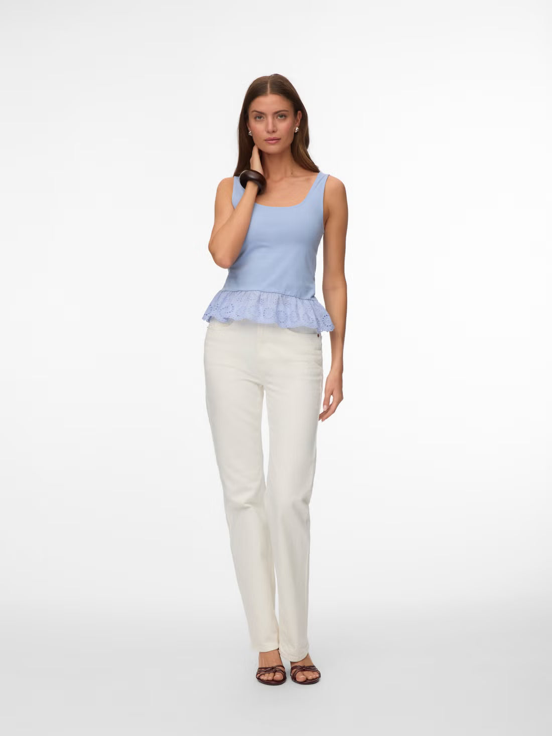 Organic Cotton Lace Hem Tank Top