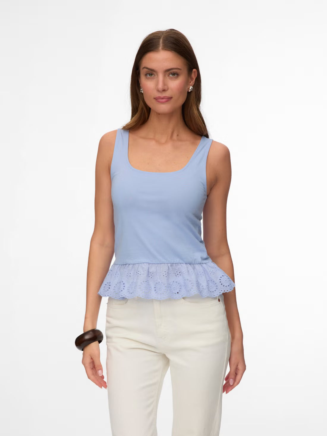 Organic Cotton Lace Hem Tank Top