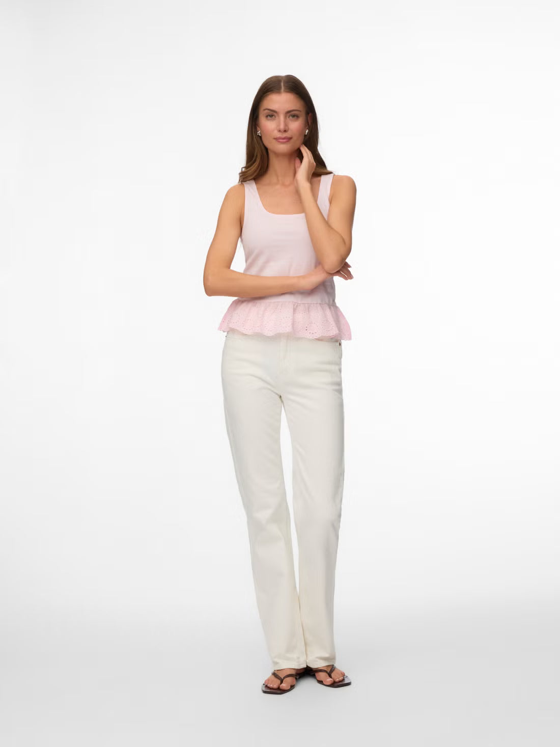 Organic Cotton Lace Hem Tank Top