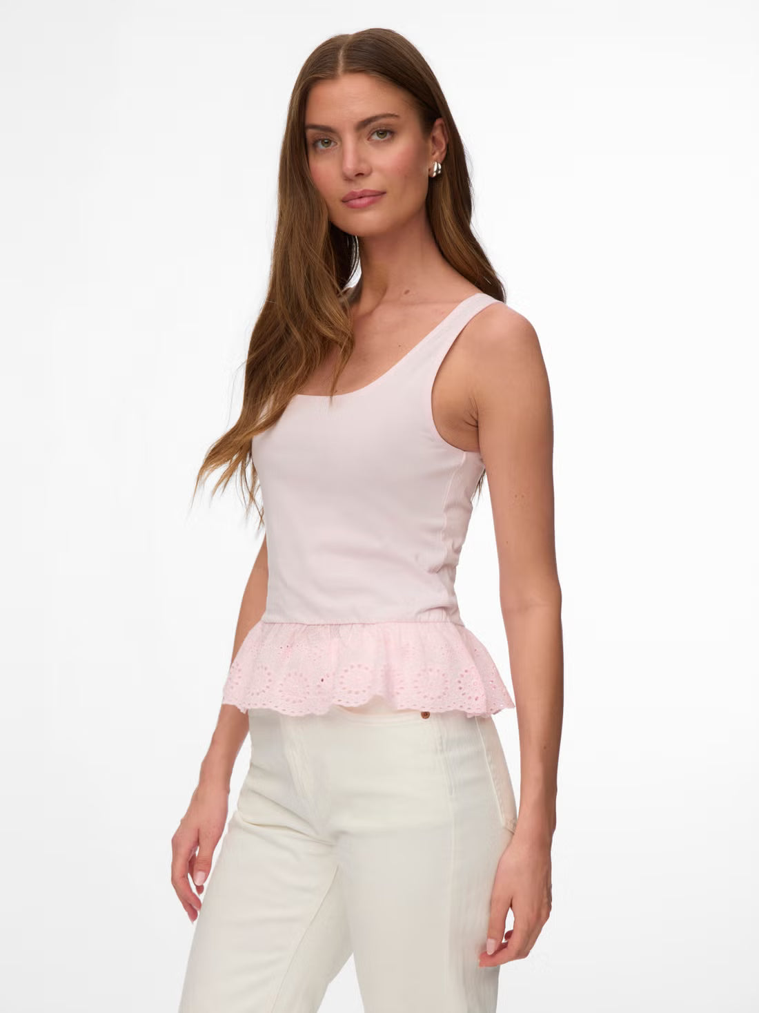 Organic Cotton Lace Hem Tank Top