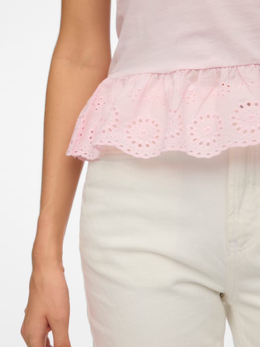 Organic Cotton Lace Hem Tank Top