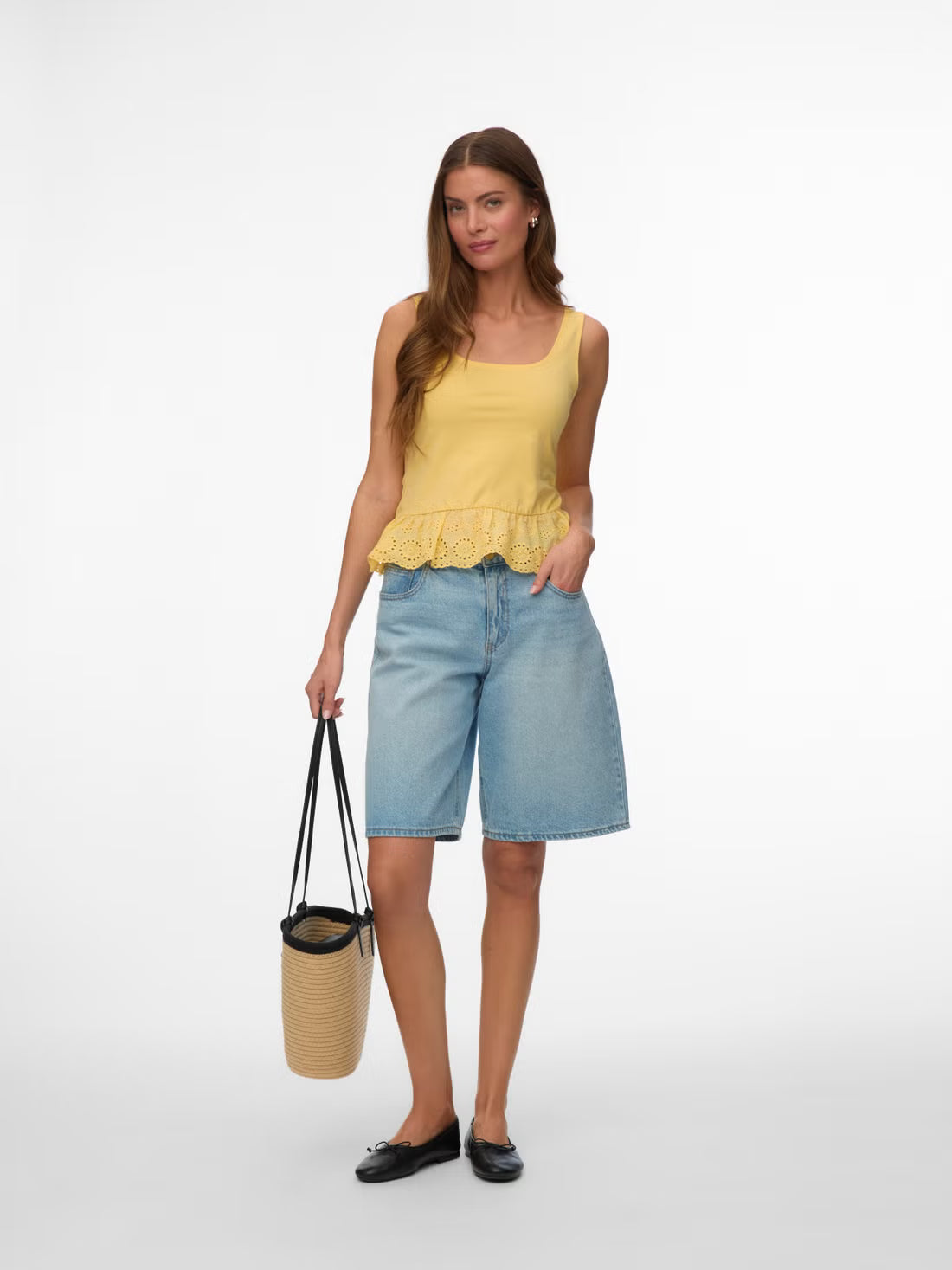 Organic Cotton Lace Hem Tank Top