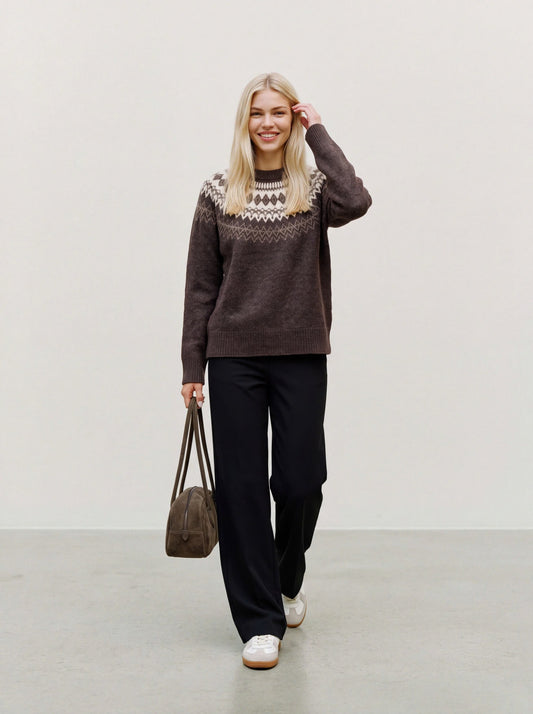 Geometric Print Knitted Pullover