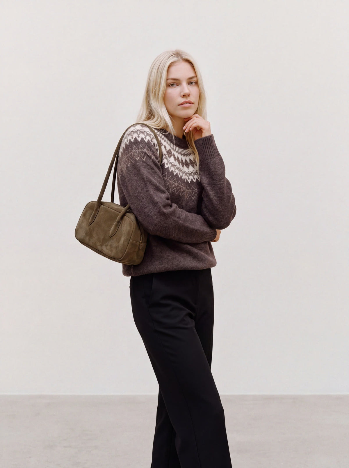 Geometric Print Knitted Pullover