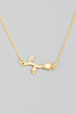Gold Dipped Delicate Rose Necklace
