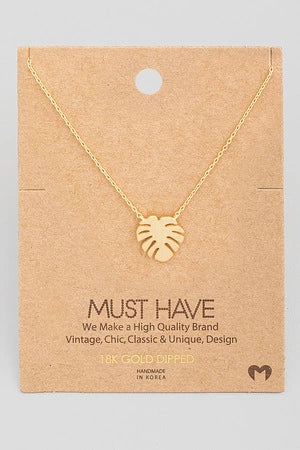 18K Gold Dipped Monstera Leaf Necklace