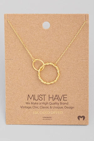 18K Gold Dipped Double Circle Chain Link Necklace