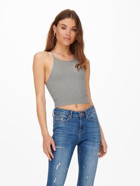 Lucy Seamless Highneck Top - Grey