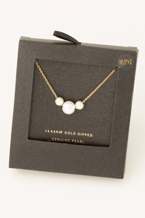 14K Gold Dipped Genuine Pearl Necklace