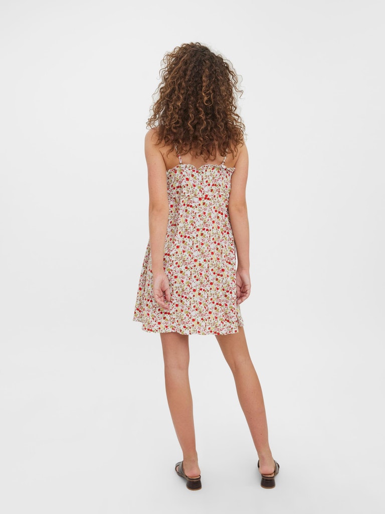 Easy Short Frill Strap Dress- Small Floral Prints