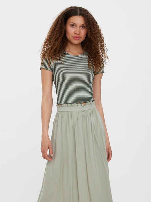 Jill Short Sleeve Crop Top-Stripe