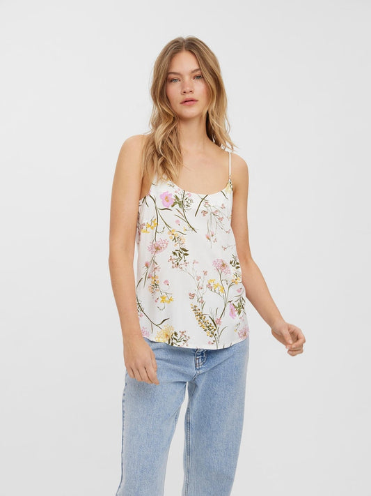 Simply Easy Singlet Top - White Floral